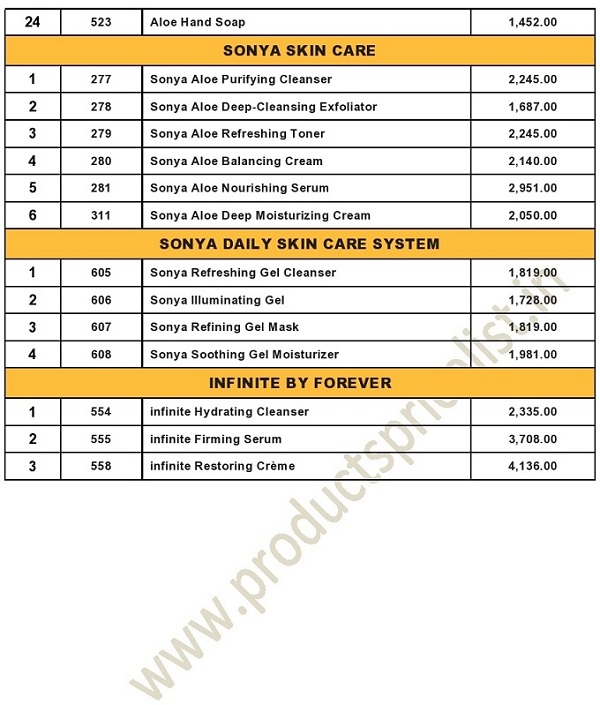 Forever Living all Product Price List